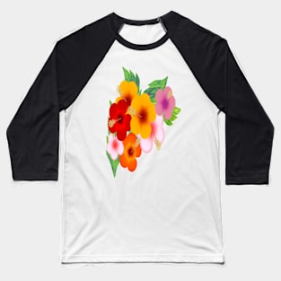 Colorful Hibiscus Baseball T-Shirt